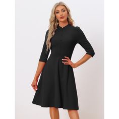 In a timeless classic design, this simple but elegant sheath dress adds to your choice for the upcoming seasons. Stylish and lightweight material easily shows your body curve and elongates your legs. Pair it with heels and you can build a retro elegant look. You can also add a coat/trench coat in fall and winter. Suitable for summer/autumn/spring and many occasions, such as Work, Office, Urban Casual, Coffee Shop, Daily, Date, Business, Formal, Weekend, etc. Solid Color Office Dress With 3/4 Sleeve, Classic Formal Midi Dress With 3/4 Sleeves, Classic Midi Dress With 3/4 Sleeves For Work, Classic Half Sleeve Workwear Dresses, Midi Dress For Workwear With 3/4 Sleeve, Midi Dress For Work With 3/4 Sleeves, Solid Color 3/4 Sleeve Midi Dress For Work, Solid Midi Dress With 3/4 Sleeve For Work, Classic 3/4 Sleeve Dress For Work