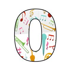 the letter o is decorated with musical instruments