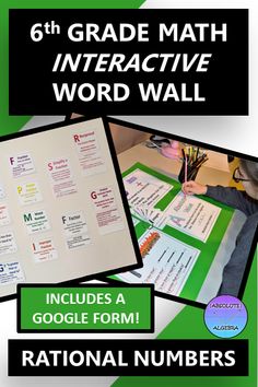 the 6th grade math interactive word wall includes a google form, national numbers and more