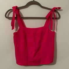 Hot Pink Crop Tank With Ties. Ruched Back Never Worn Has Tags Summer Pink Tops With Tie Straps, Pink Cotton Tops With Tie Straps, Pink Tops With Tie Straps For Day Out, Trendy Pink Tie-back Top, Trendy Pink Tie Back Top, Red Casual Tie Back Top, Navy Pink, Old Navy Tops, Navy Tops