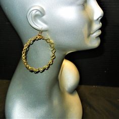 Large Gold Twisted Hoop Earrings Never Worn Brass Pierced Hoop Earrings For Party, Everyday Metal Hoop Wrap Earrings, Brass Hoop Wrap Earrings, Small Hoop Metal Wrap Earrings, Nickel Free Brass Hoop Earrings For Party, Adjustable Metal Hoop Earrings With Ear Wire, Nickel-free Brass Hoop Earrings For Party, Wire Wrapped Hoop Earrings For Party, Brass Round Hoop Earrings For Party