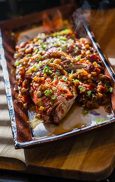 the food is prepared and ready to be eaten on the table in the restaurant or barbeque