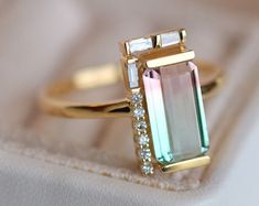 18K Solid Gold Baguette Cut Multi Gemstone Women Ring, Art Deco Bezel Set Ring, Unique Design Box Ring, Elegant Bridal Jewlry, Gift for Her - Etsy Art Deco Multicolor Jewelry For Gift, Multicolor Art Deco Jewelry For Gift, Multicolor Art Deco Jewelry Gift, Elegant Multicolor Rectangular Rings, Ring Unique Design, Design Box, Ring Elegant, Bezel Set Ring, Box Ring