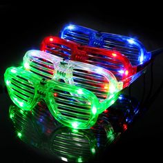 two pairs of glowing glasses on top of each other