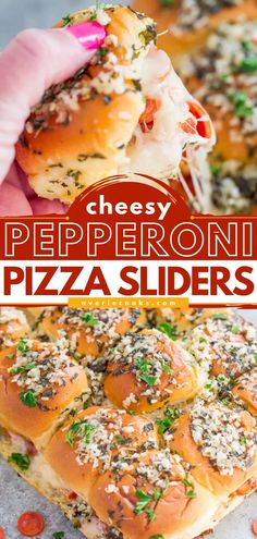 cheesy pepperoni pizza sliders are the perfect appetizer for any party