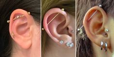 three different types of ear piercings