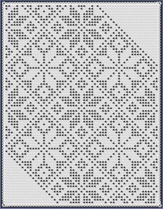 a cross stitch pattern with small dots on the bottom and blue border in the middle