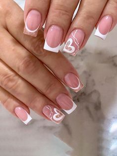 White French, False Nail, Artificial Nails, Valentines Nails