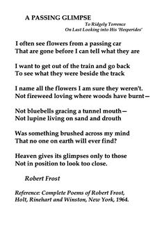 a poem written in black and white with the words passing glimpse on it