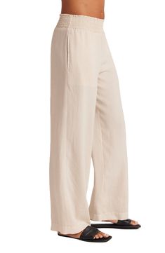 Improve the vibe considerably in these wide-leg pants, cut from soft, sustainable Tencel® lyocell and designed with an easy-on smocked waist. Smocked waist Side-seam pockets 32" inseam; 22" leg opening; 11" front rise; 14" back rise 100% Tencel® lyocell Tencel lyocell is a sustainably produced fiber made with closed-loop processing Machine wash, tumble dry Imported Women's Clothing Bella Dahl, The Vibe, Leg Pants, Wide Leg Pants, Smocking, Women's Clothing, Wide Leg, Nordstrom, Clothes For Women