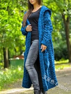 Hooded Solid Knitted Long Cardigan Twist Sweater Coat Hooded Sweater Coat, Pijamas Women, Long Outerwear, Long Sleeve Knitted Cardigan, Outwear Women, Casual Outerwear, Cardigan Long, Sweater Coat, Long Sweaters Cardigan