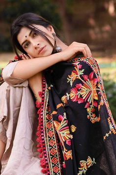 Women's  Stole Scarf/Dupatta Online Shawl Dupatta, Indian Summer Dress, Fancy Shawl, Tassel Lace, Fancy Outfit, Black Shawl, Winter Shawl, Bangles Jewelry Designs, Salwar Kameez Designs