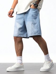 Men’s Jean Shorts, Jeans Shorts Outfit Men, Mens Denim Shorts Outfits, Jean Shorts Men Outfit, Short Jeans Outfit, Men Jean Shorts, Denim Shorts Men, Casual Denim Shorts, Mens Shorts Outfits