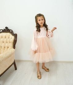 "Perfect Princess dress for birthday, wedding, photoshoot! We pay much attention to the fabric we make the dresses of. The top of the dress and elegant sleeves are made of high quality satin. The skirt is made of soft blush pink tulle. It is very light weight and fluffy. ----- The colour of the dress may be different. Contact us for more details and we will help you to choose the best variant for you!----- -------------------------------- Bodice: Material - soft blush pink satin Lining - 100% co Sweet Tulle Princess Dress For Dress-up, Long Sleeve Princess Dress With Tulle Skirt For Dress-up, Elegant Spring Tutu Dress For First Birthday, Cute Long Sleeve Princess Dress For Baptism, Spring Long Sleeve Tutu Dress With Tulle Skirt, Princess Style Long Sleeve Tutu Dress, Long Sleeve Princess Fairy Dress For Party, Princess Style Long Sleeve Tulle Tutu Dress, Elegant Pink Fairy Dress For Birthday