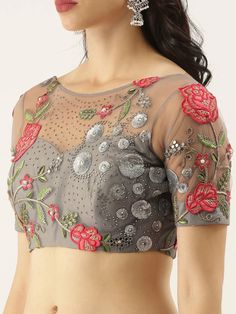 Stone Work Lehenga, Net Saree Blouse Designs, Net Saree Blouse, Mirror Work Lehenga, Cotton Saree Blouse Designs, Boat Neck Blouse Design, Kids Blouse Designs