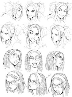 the various facial expressions and hair styles in this drawing lesson, i am not sure how to draw them