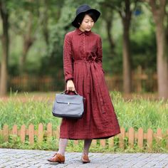 simplelinenlife-Linen-Sleeves-Autumn-winter-Women-Dresses Waist Belt Design, Dresses Long Sleeves, Organic Colors, Belt Design, Loose Style, Linen Women, Women Dresses, Red Plaid, Dresses Long