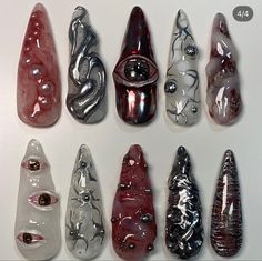 Gore Nails Art, Gory Nails, Gore Nails, Gore Fashion, Creepy Nails, Zombie Nails, Nails Press Ons