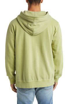 This ultracomfortable triple-ply fleece hoodie offers breathable comfort and is pigment garment dyed for a casual look. Drawstring hood Kangaroo pocket Ribbed cuffs and hem Side vents 80% cotton, 20% polyester Machine wash, dry flat Imported Sporty Acid Wash Sweatshirt With Pockets, Acid Wash Cotton Sweatshirt With Pockets, Acid Wash Cotton Hoodie With Pockets, Comfortable Green Hoodie With Drawstring, Acid Wash Hoodie Sweatshirt With Pockets, Washed Long Sleeve Athleisure Hoodie, Casual Washed Cotton Hoodie, Acid Wash Sweatshirt With Pockets Relaxed Fit, Washed Hooded Hoodie For Athleisure