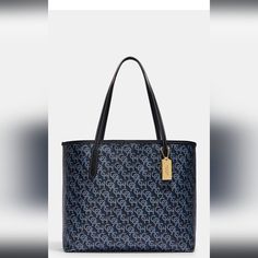 Beautiful Blue Coach Tote Bag. It Fits A 13 Inch Laptop And Much More! Printed Coated Canvas And Smooth Leather Inside Zip Pocket Snap Closure Handles With 10" Drop 13" (L) X 11 1/2" (H) X 6 1/4" (W) Blue Rectangular Monogram Canvas Bag, Blue Monogram Canvas Top Handle Shoulder Bag, Blue Monogram Canvas Shoulder Bag With Top Handle, Blue Large Capacity Coated Canvas Bag, Large Capacity Blue Coated Canvas Bag, Blue Monogram Canvas Shoulder Bag For Daily Use, Daily Use Top Handle Shoulder Bag With Monogram Print, Monogram Print Top Handle Shoulder Bag For Daily Use, Daily Use Monogram Print Top Handle Shoulder Bag