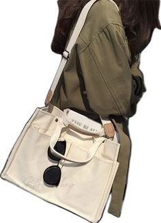 Trendy Beige Canvas Bag With Pockets, Casual Beige Satchel With Pockets, Casual School Bag With Flat Pocket, Casual Beige Shoulder Bag With Pockets, Summer Canvas Shoulder Bag With Pockets, Summer Satchel Shoulder Bag With Pockets, Everyday Utility Rectangular Bag, Trendy Summer Canvas Bag With Pockets, Beige Canvas Bag With Pockets