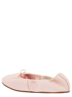 Ballet flats Round toe Pull-on style Bow detail Satin ribbon Pink LeatherComposition: Pink Leather Ballet Flats With Leather Sole, Leather Closed Toe Ballet Dance Shoes, Spring Dance Shoes With Soft Sole, Spring Flat Dance Shoes With Soft Sole, Flat Dance Shoes With Soft Sole For Spring, Elegant Leather Dance Shoes For Spring, Spring Leather Ballet Flats With Soft Sole, Leather Flat Heel Dance Shoes For Spring, Spring Slip-on Dance Shoes With Leather Sole