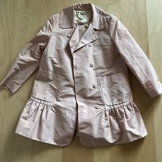 Nwot New Worn Miu Miu Baby Pink Spring Jacket Size 42 Fits Xs/S Sleeves Are 3/4 Length Made In Italy Fitted Spring Outerwear With Ruffles, Elegant Miu Miu Long Sleeve Outerwear, Elegant Long Sleeve Miu Miu Outerwear, Fall Daywear Outerwear With Ruffles, Fall Ruffled Outerwear For Daywear, Miu Miu Long-sleeved Outerwear With Pockets, Miu Miu Long Sleeve Outerwear With Pockets, Spring Miu Miu Outerwear For Work, Miu Miu Spring Outerwear For Work