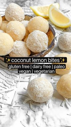 coconut lemon bites gluten free / dairy free paleo vegan vegetariana