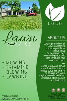 an advertisement for lawn service with green grass