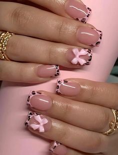 #acrylic #nailinspo #naildesign #nailsoftheday #pinterest #frenchnails #summer #pink #spain #italy #europe #acrylic short acrylic nails heart nude natural cute nail holiday nail inspo 2024 pin French Too Short Nails, Square Style Nails, Nail For Party, Pink Bow Nails Square, Easy Nails Square, Pink Leopard Print French Tip Nails, S Size Nails, Pink Leapord Print Nails, Square Leopard Print Nails