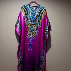 Windsor "Full Length Caftgan" Sz. One Sz. Purple Multi. "V" Neck Multi Color Caftgsn , New Without Tags. No Returns Or Exchanges ! Purple Stretch Sleepwear, Windsor, Blue Purple, Women's Intimates, Blue And Purple, Full Length, Multi Color, Color Blue, V Neck