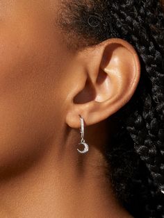 Were no Picasso, but our crescent moon huggie hoops definitely take inspiration from Van Goghs Starry Night. These star & moon charm earrings are dipped in a layer of rhodium and littered with dazzling cubic zirconia gemstones for extra sparkle. Wear these crescent moon huggie hoops with our Mini Huggie Hoops Silver to complete your stack. If silver isnt your style, try our original Celeste earrings.  Unique mismatched earrings  Dipped in rhodium and adorned with cubic zirconia gems  365-day war Star Celestial, Hoops Silver, Light Earrings, Starry Night Van Gogh, Puffed Heart, Mismatched Earrings, Moon And Star, Star Moon, Puffy Heart