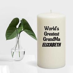 Watch your friends/family's faces light up like a candle with this beautiful and stylish Personalised Pillar Candle Greatest GrandMa Custom Printed Design Birthday Family Pillar Candle. Perfect for every occasion, it makes a wonderful addition to any home's décor - bringing class as well as light to any room. Your own text/message printed on a great quality white/ivory candle just for you. (once purchase is paid for, please send us message through etsy with what you would like to get printed (text only, no photos), or any of the pre design templates above. Make it special. Anything from a simple message, to a memorable occasion.  Perfect display piece for your home, business, event, party, special occasion or giveaway What's more special is that it can be personalised with your details to Boys Easter Gifts, Bridal Candles, Ivory Candles, Text Gift, Printed Candles, Design Birthday, Step Dad Gifts, Birthday Cup, Gift Tea