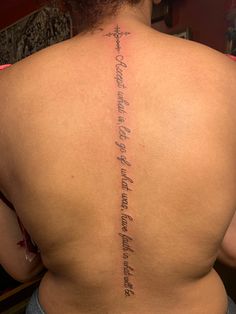 Cross with quote on spine tattoo Have Faith Tattoo, Arm Sleeve Tattoos For Women, Verse Tattoos, Cross Tattoos For Women, Mommy Tattoos, Faith Tattoo, Writing Tattoos, Pretty Tattoos For Women