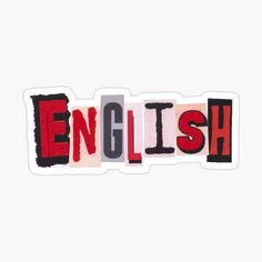 the word english written in different colors sticker