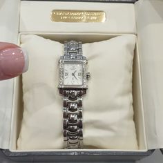 This Stunning Watch Arrives To You In Good Gently Enjoyed Condition. Currently Size To Fit A Size 6" In Wrist. 2 Additional Links Included. Original Box Included As Well. Keeps Perfect Time. Face Measures 3/4" Wide. Other Items Seen In Photo Not Included. Contact Us With Questions. Charriol Watch, White Face, Old Money Aesthetic, Watch Box, Square Watch, Michael Kors Watch, Old Money, Silver Watch, Columbus