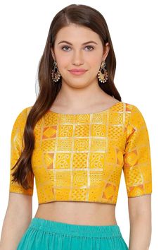 Product Features:   Color: Yellow Fabric: Art Silk Pattern: Woven Sleeve: Half Sleeves Neck Type: Boat Neck Package Content: 1 Blouse Product Weight: 500 Gram Fabric Care: First wash dry clean only Disclaimer: There will be slight difference in Digital to actual Image Silk Pattern, Readymade Saree, Yellow Silk, Readymade Blouse, Blouse For Women, Yellow Blouse, Yellow Fabric, Blouse Online, Fabric Art