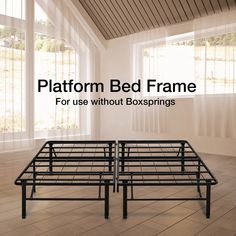 a bed frame for use without boxessprings is shown in this advert