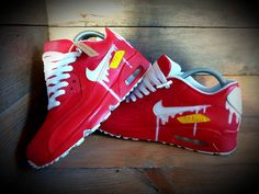 PLEASE READ FULL DESCRIPTION #INSTAGRAM: @beuniquecreate  3 week delivery available (UK only) ART YOU CAN WEAR  Over 900 pairs sold worldwide 'The Red One' Nike Air Max 90  100% Authentic Nike's professionally prepped, painted and sealed I paint every pair to order  Please be 100% sure on your size before ordering Protected with a professional sealer to help protect your shoes under normal walking conditions *PLEASE NOTE* Please read delivery and return policies before ordering All International Air Max 90 Red, Bling Nike Shoes, Painted Nikes, Air Max 90s, Painted Sneakers, Personalized Shoes, Custom Nikes, Red One, Custom Painted