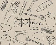 hand drawn illustration of different types of tools and things that are in the shape of an effilection