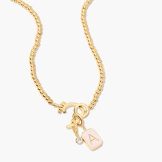 This Molly Enamel Charm Necklace is the perfect necklace to create your charm story! It comes with a blush initial enamel charm and a sparkly cz crystal charm, and the hinge closure. Available in 14k gold plated brass Avery Necklace: Size: 18" bead necklace, hinge closure measures 1/2", 4mm beads Molly Initial Enamel Charm: 3/8"x1/4" enamel filled charm, hinge closure Leia Charm: 3mm round cz bezel, hinge closure Protected with an anti-tarnish barrier With customization this item is FINAL SALE S Nails Jewelry, Tennis Jewelry, Upscale Fashion, Modern Jewellery Design, 23rd Birthday, Luxe Jewelry, Jewelry Tattoo, Dope Jewelry, Nail Jewelry