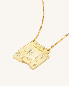 Material: 18ct Gold Plated Brass, Zircon Pendant Dimension: 0.98'' x 0.98'' (2.5cm x 2.5cm) Total Length: 28.35'' (72cm)  Chain: Adjustable Closure: Slider Clasp All our products are handcrafted.