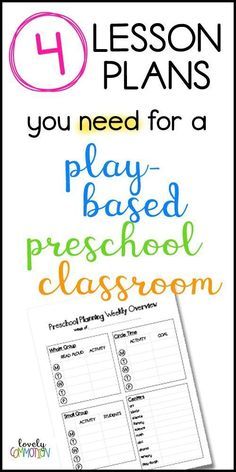 the four lesson plans for teaching children to play based preschool classroom games, including printable activities