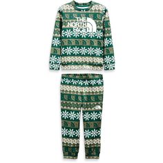 The North Face Surgent Crew Set Toddlers' White Crew Neck Set For Winter, Winter Letter Print Loungewear Sets, Winter Loungewear Sets, Winter Graphic Print Loungewear Sets, Casual Graphic Print Sets For Winter, Casual Graphic Print Winter Sets, Casual Winter Sets With Graphic Print, Green Cotton Winter Sets, Cozy Fitted Winter Sets