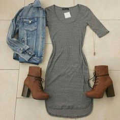 Cute Casual dress and Jean jacket Rok Outfit, Mode Casual, Narnia, A Dress, Look Fashion, Spring Summer Fashion