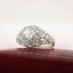 Vintage Engagement Ring in a Platinum and Diamond Setting by Estate Diamond Jewelry.  #Vintage #Diamond #Engagement #Ring Estate Diamond Jewelry, Demantoid Garnet, Diamond Jewel, Engagement Rings Platinum, Montana Sapphire, Russian Fashion, Diamond Settings, European Cut Diamonds, Vintage Engagement Rings