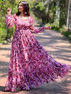 Printed Long Frocks, Floral Bridesmaid Dress, Frock Designs, Summer Elegance, Floral Bridesmaid Dresses, Long Frock, Floral Bridesmaid, Vacation Days