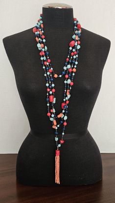 Gorgeous Rosantica Milano Colorful Multistrand Beaded Statement Necklace. Great condition. Does look like it may be missing a bead. Signed Rosantica Milano. Bright and colorful necklace. Measures 28" long (at the shortest strand). Heavy necklace. See pictures for more details, description and condition. Multicolor Lariat Beaded Necklaces For Beach, Long Beaded Necklace With Faceted Beads For Beach, Beach Long Necklace With Large Multicolor Beads, Multicolor Long Beaded Necklace With Dangling Beads, Multicolor Polished Beads For Costume Jewelry, Beach Multicolor Beaded Necklace With Dangling Beads, Multicolor Lariat Beaded Necklace For Beach, Beach Long Multicolor Necklace With Large Beads, Multicolor Bohemian Long Necklace With Polished Beads