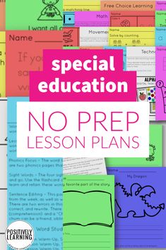 no prep lesson plans for special education