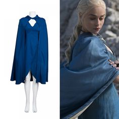 game of thrones daeneria blue cape cosplay costume